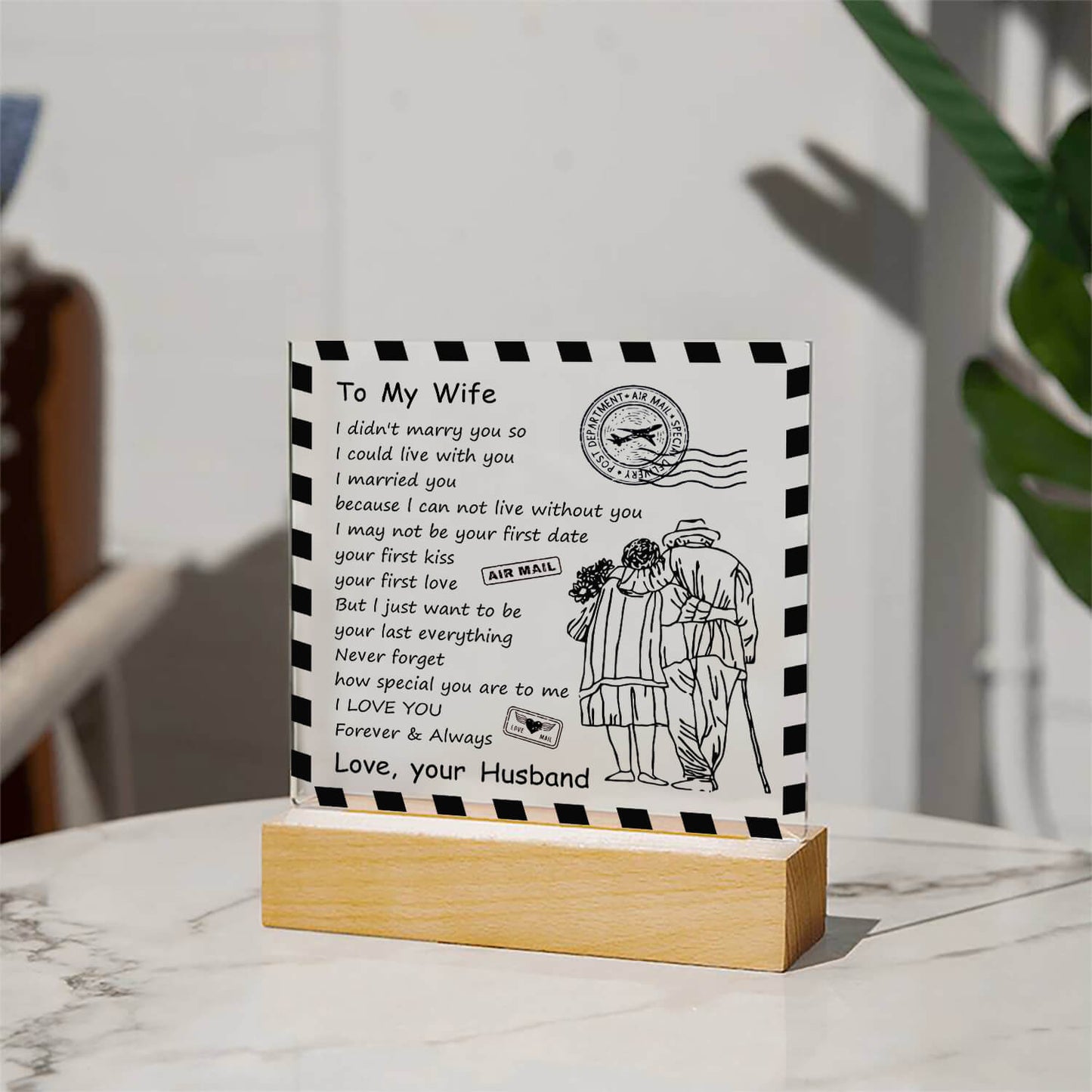 To My Wife - I Love You Forever & Always - D348 - LED Acrylic Plaque