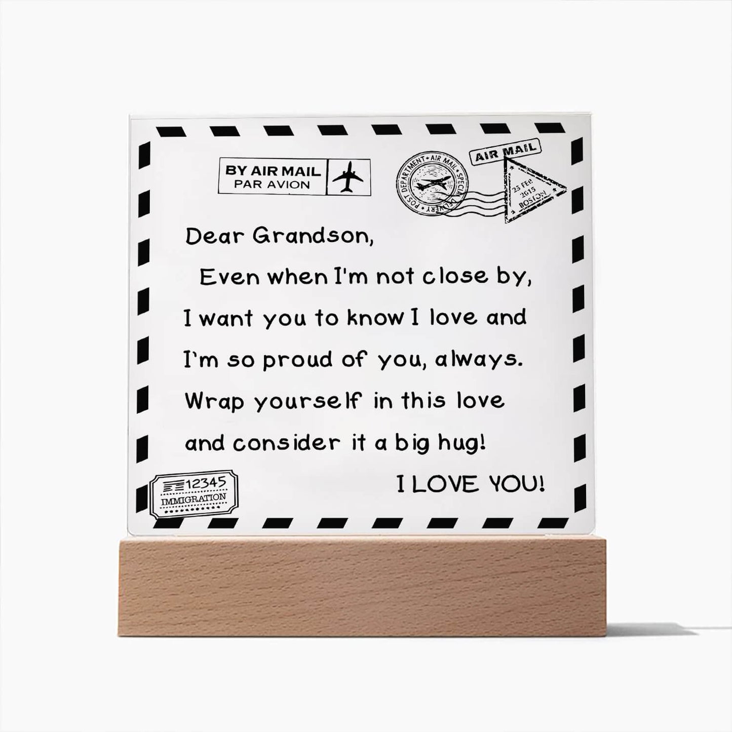 To My Grandson - I Love You - D351 - LED Acrylic Plaque