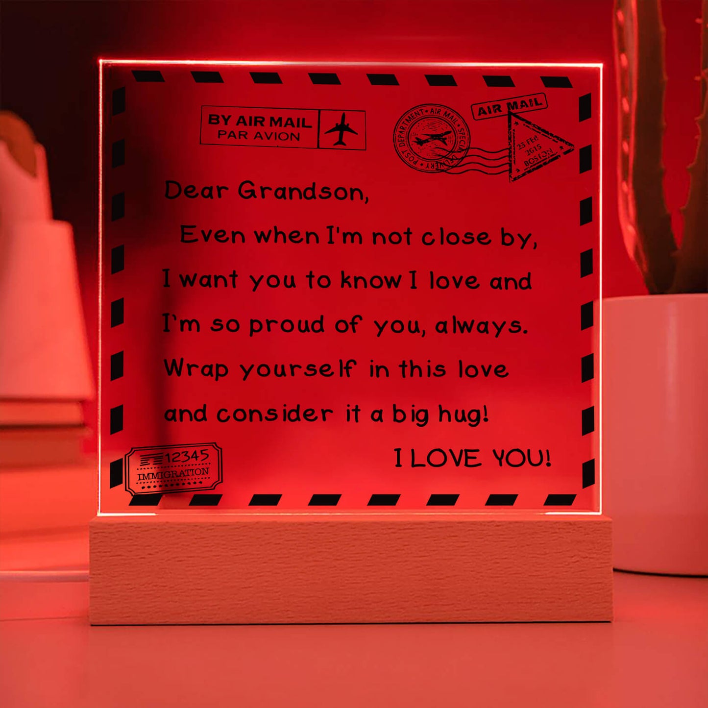 To My Grandson - I Love You - D351 - LED Acrylic Plaque