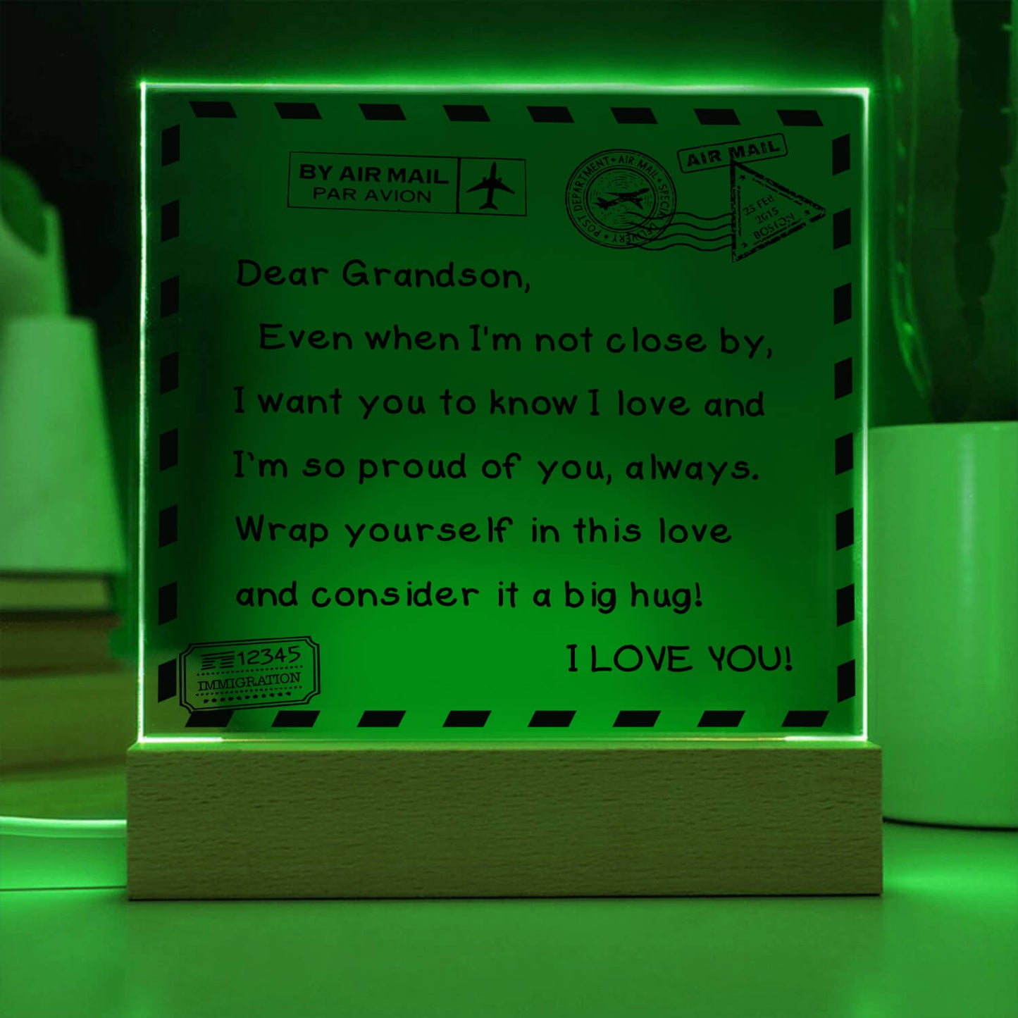 To My Grandson - I Love You - D351 - LED Acrylic Plaque