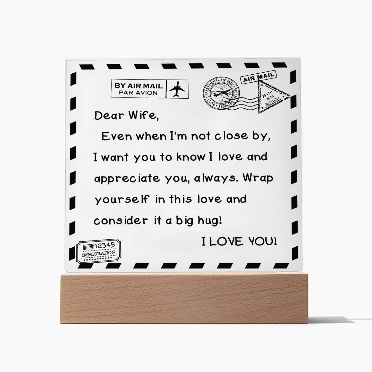 To My Wife - I Love You - D351 - LED Acrylic Plaque