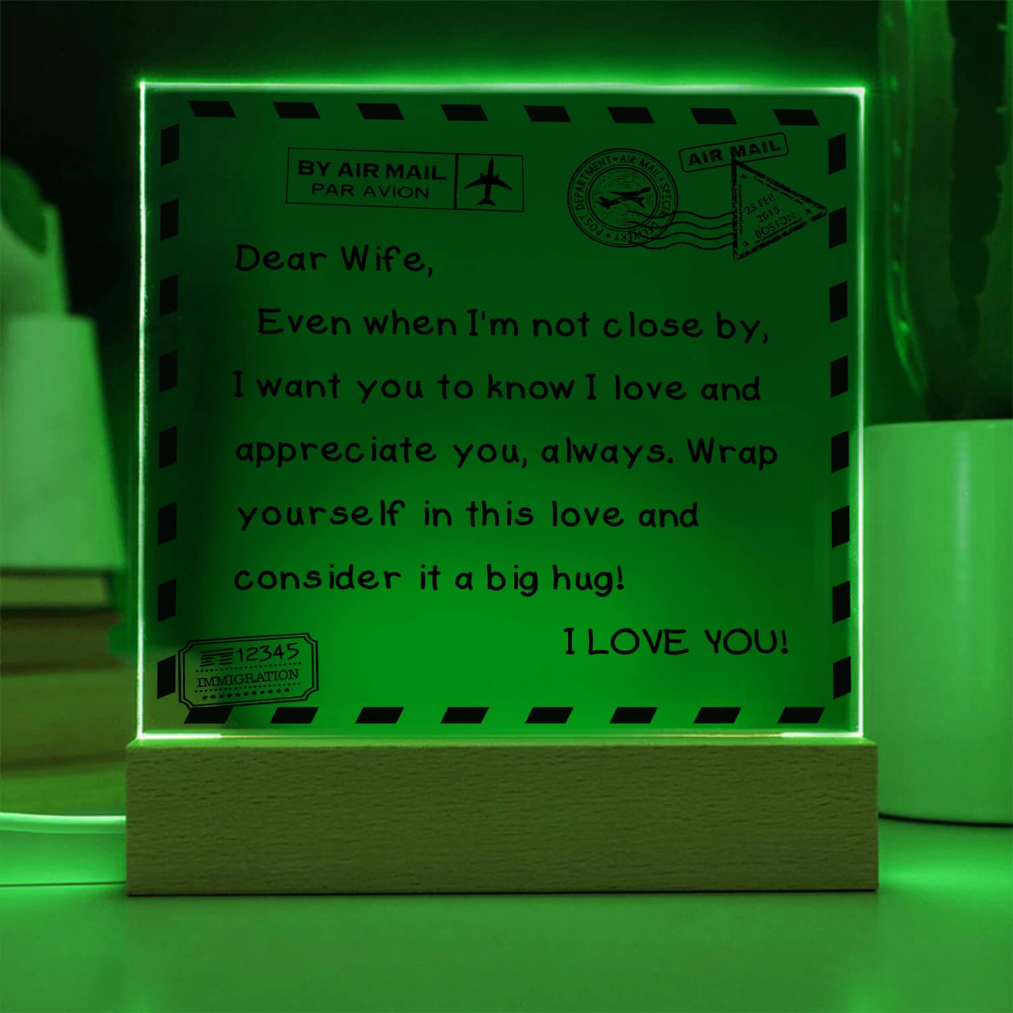 To My Wife - I Love You - D351 - LED Acrylic Plaque