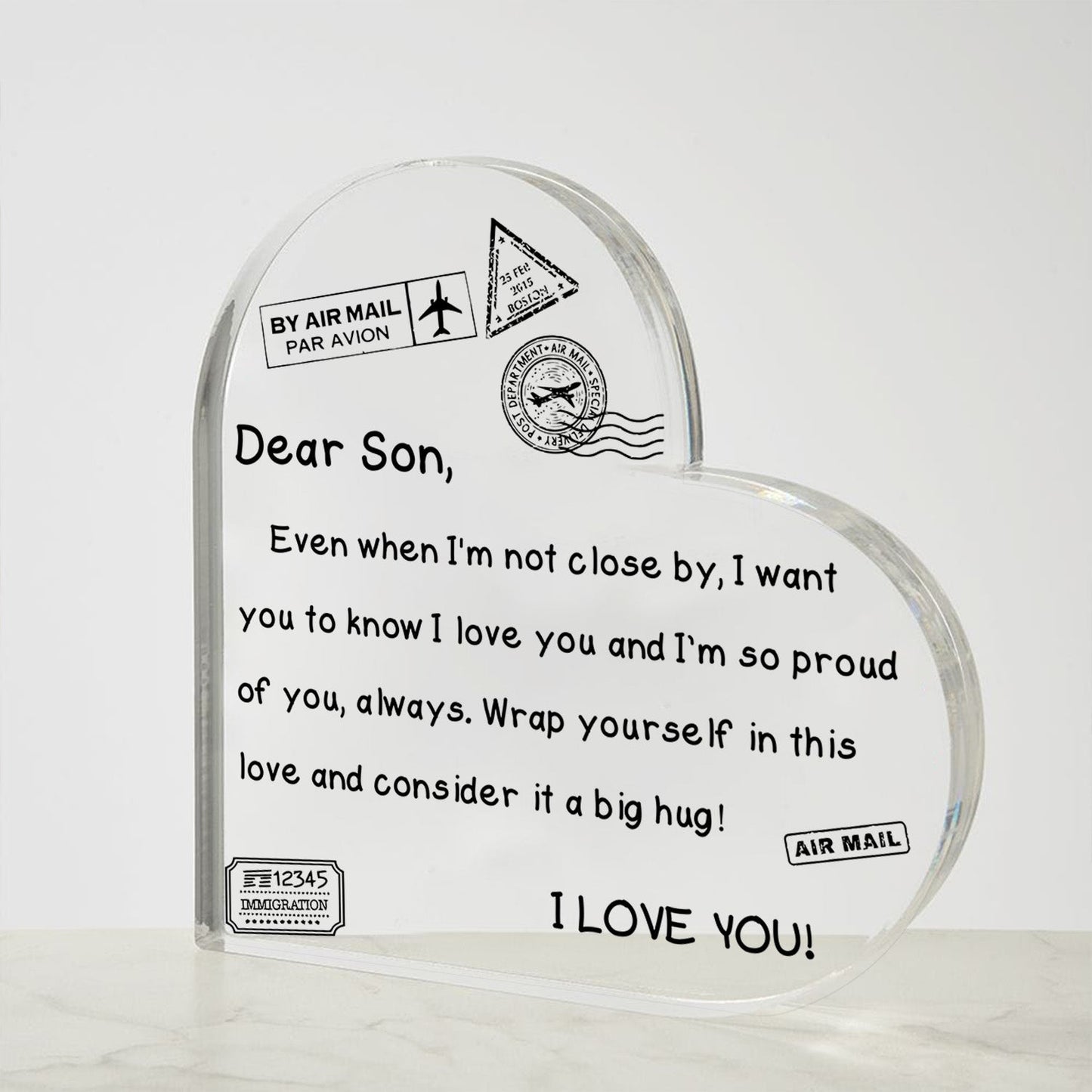 I Love You - D352 - Heart Shaped Acrylic Plaque