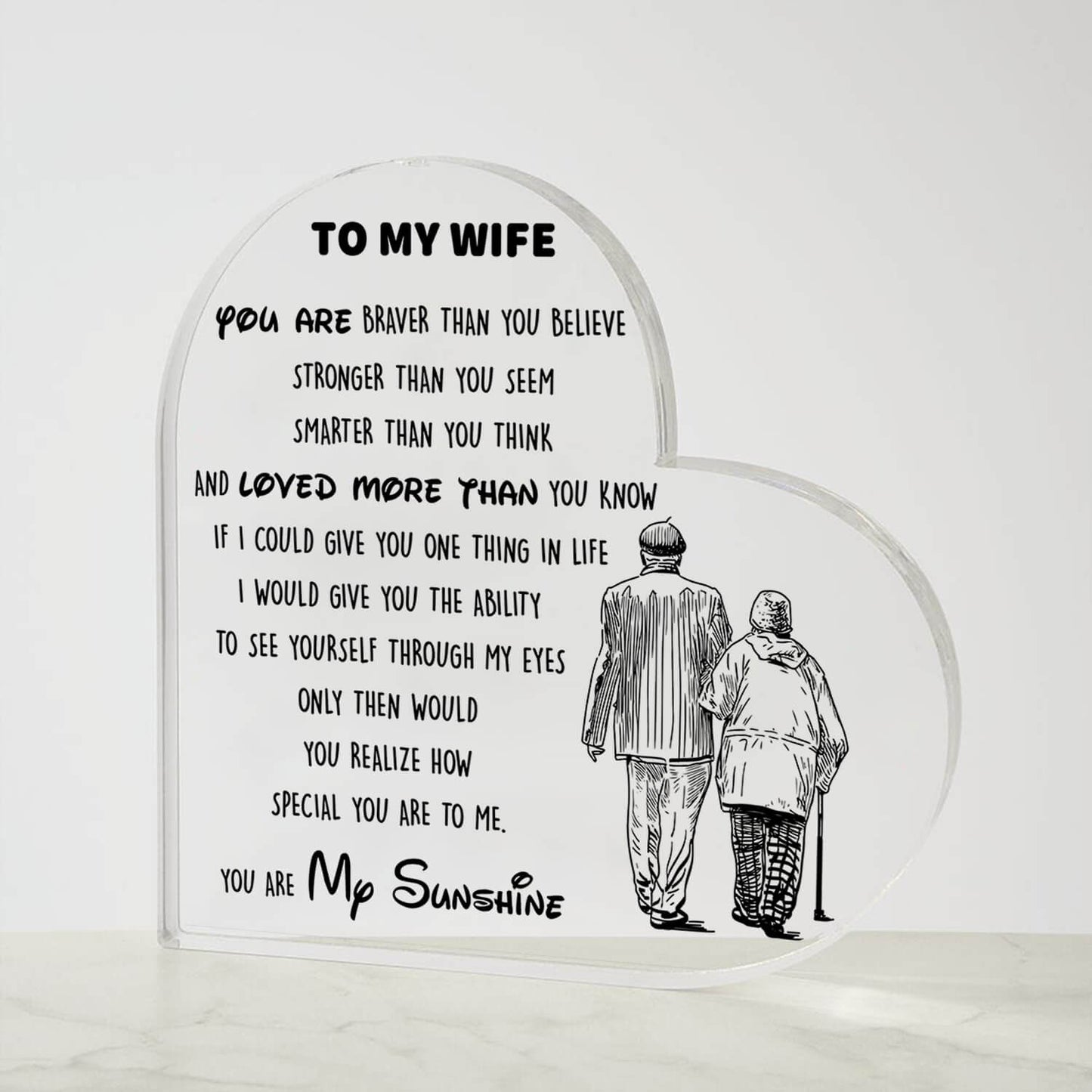 To My Wife - D353 - Heart Shaped Acrylic Plaque