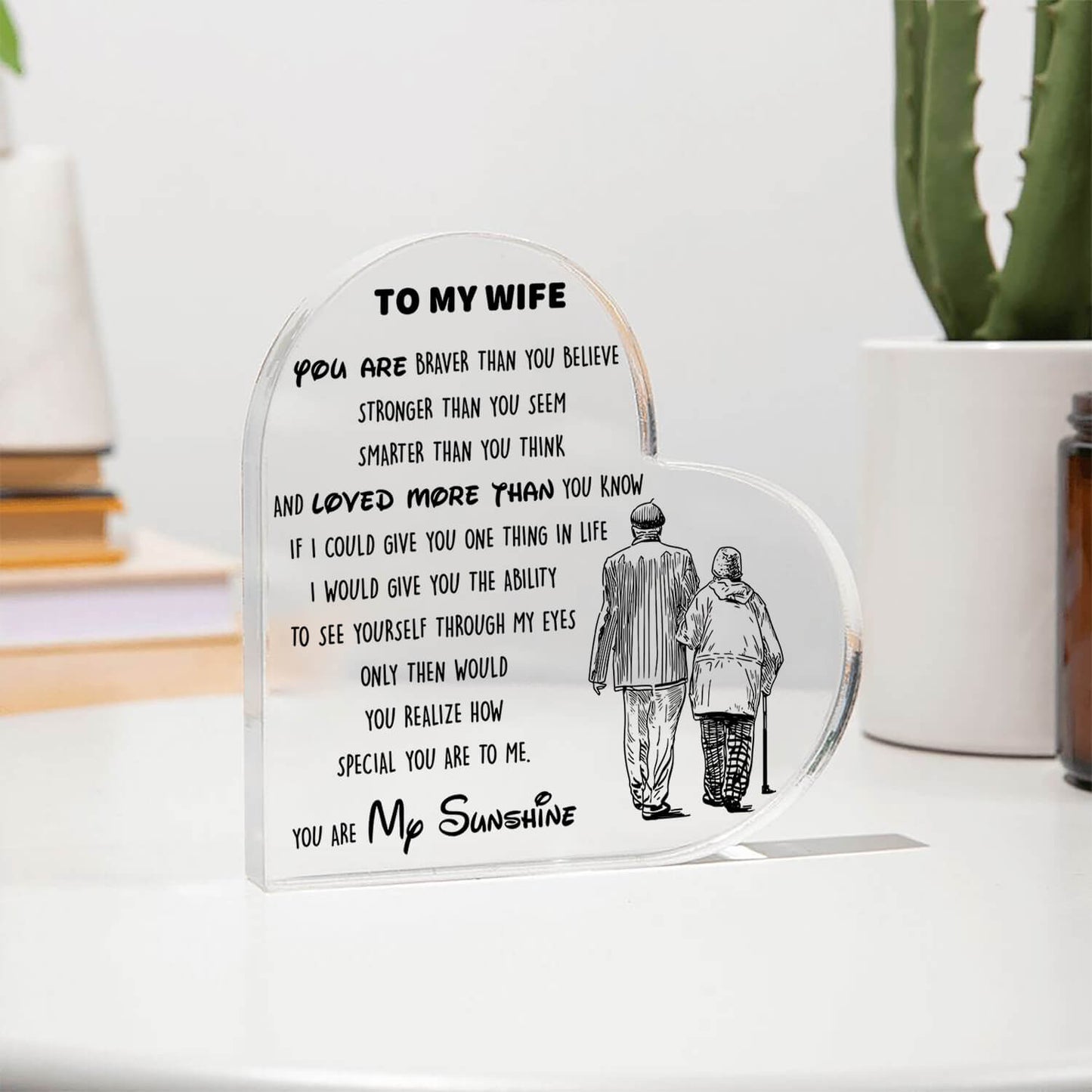 To My Wife - D353 - Heart Shaped Acrylic Plaque