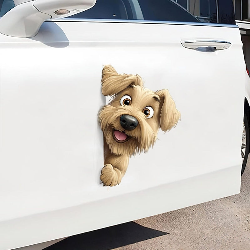 Soft-coated Wheaten Terrier Dog - Peekaboo Dog Head Car Sticker - DS001