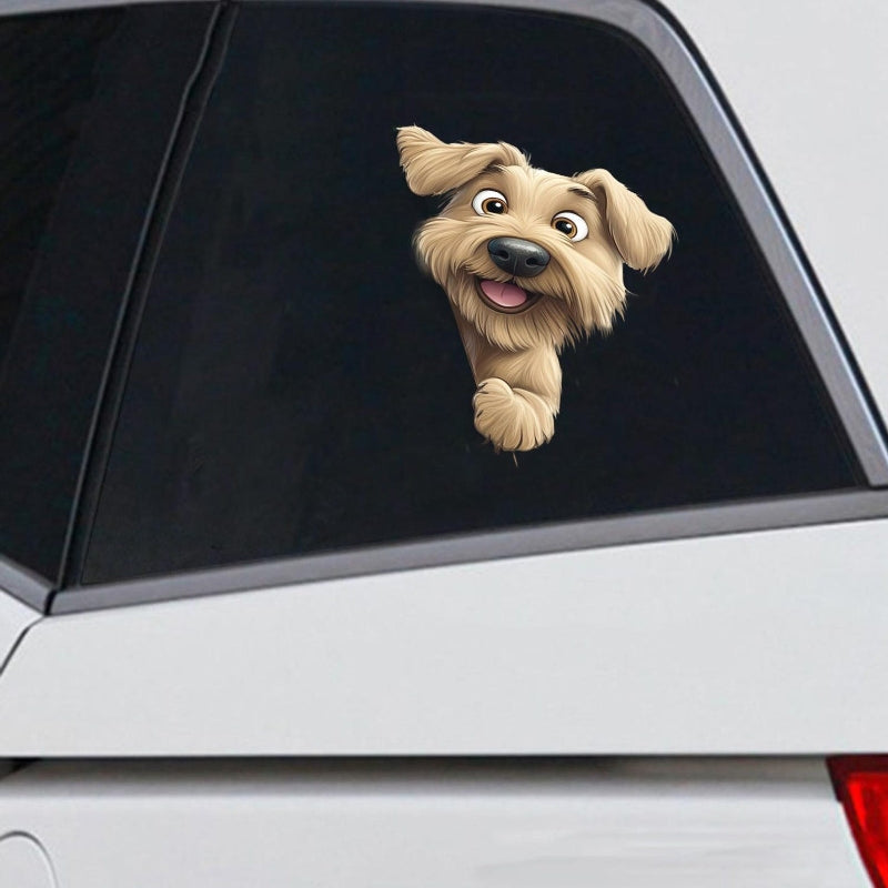 Soft-coated Wheaten Terrier Dog - Peekaboo Dog Head Car Sticker - DS001