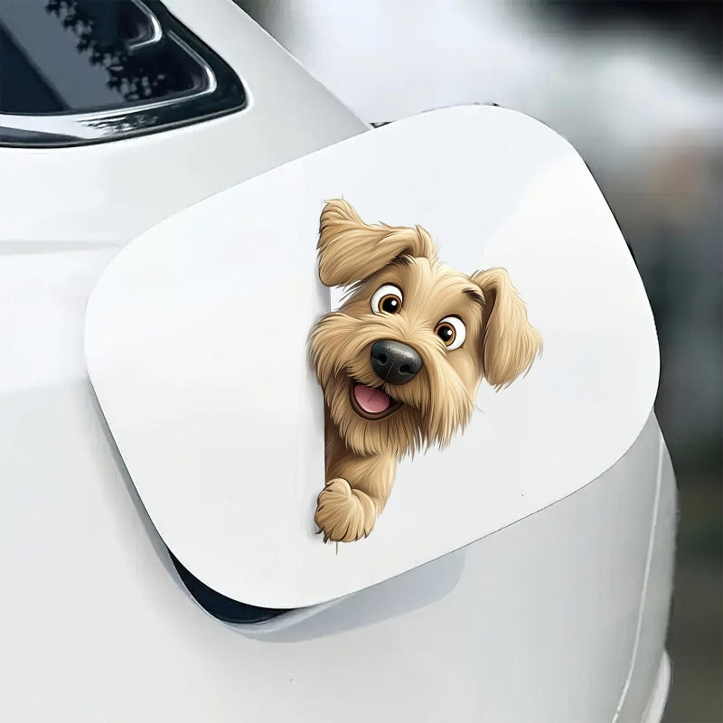 Soft-coated Wheaten Terrier Dog - Peekaboo Dog Head Car Sticker - DS001