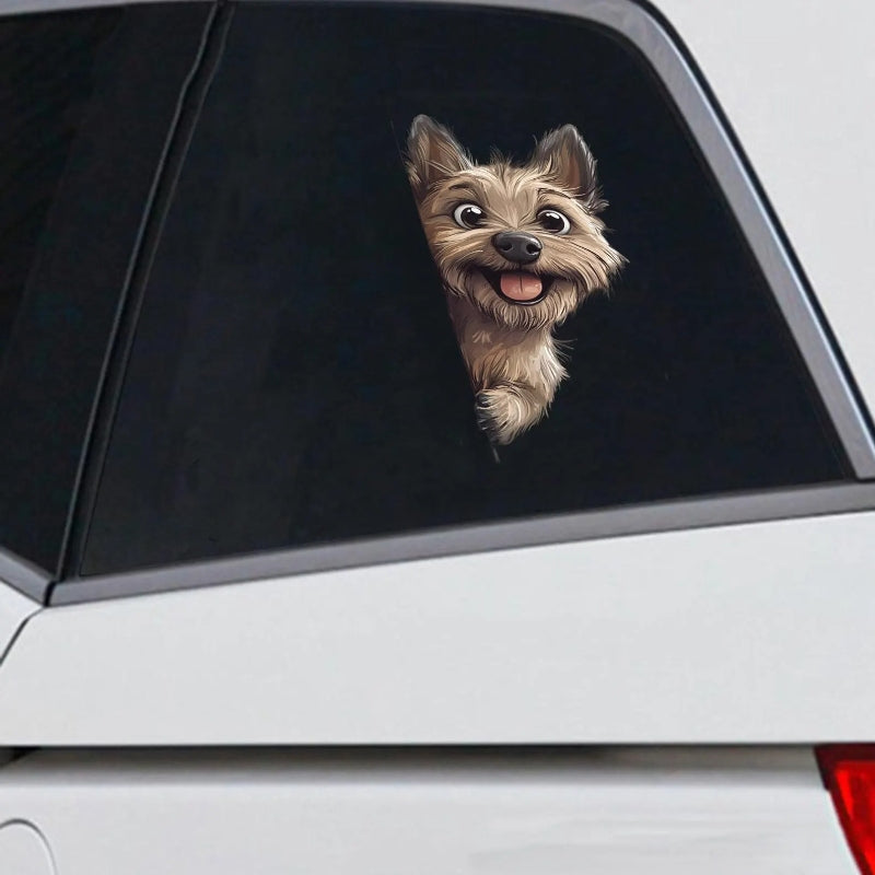 Cairn Terrier Dog - Peekaboo Dog Head Car Sticker - DS004