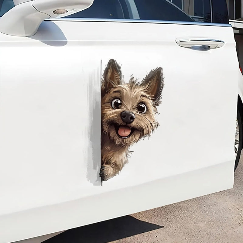 Cairn Terrier Dog - Peekaboo Dog Head Car Sticker - DS004