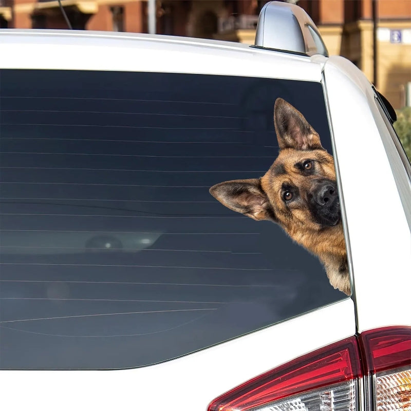 German Shepherd Dog - Peekaboo Dog Head Car Sticker - DS014