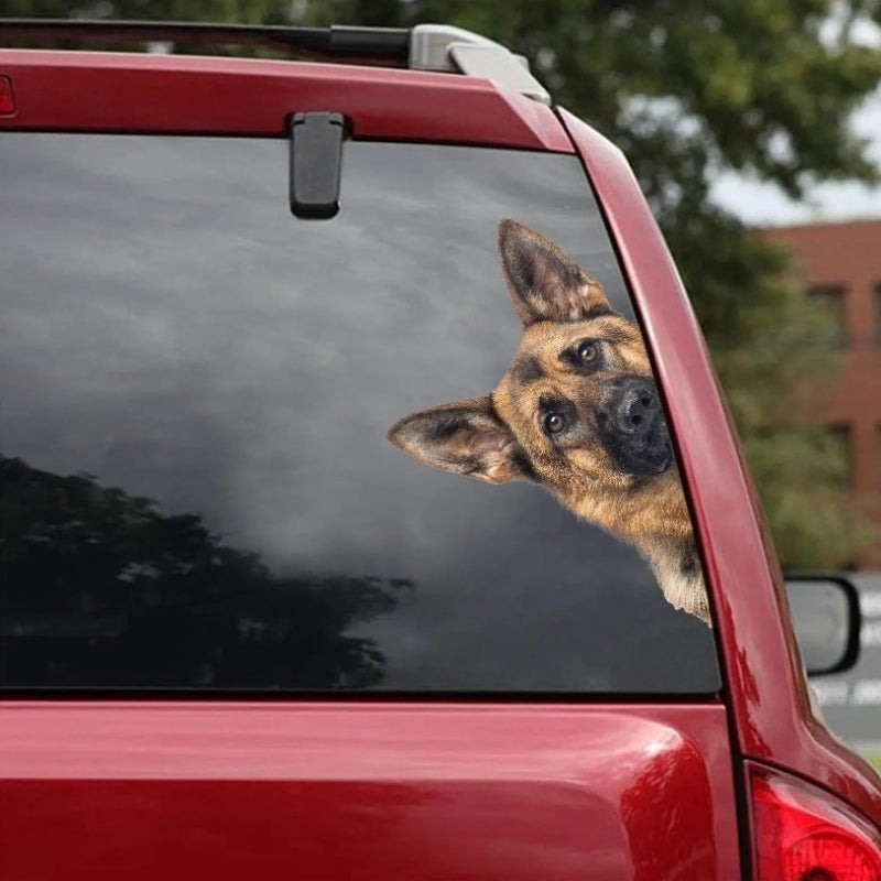 German Shepherd Dog - Peekaboo Dog Head Car Sticker - DS014