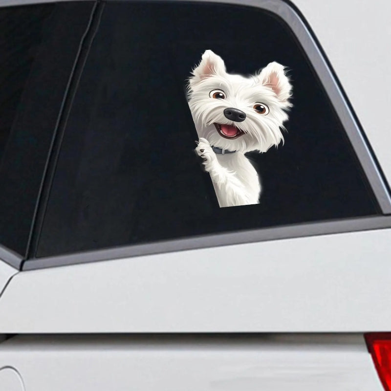 West Highland White Terrier Dog - Peekaboo Dog Head Car Sticker - DS028