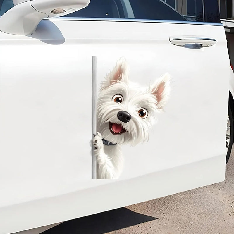 West Highland White Terrier Dog - Peekaboo Dog Head Car Sticker - DS028