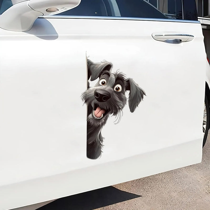 Irish Wolfhound Dog - Peekaboo Dog Head Car Sticker - DS038