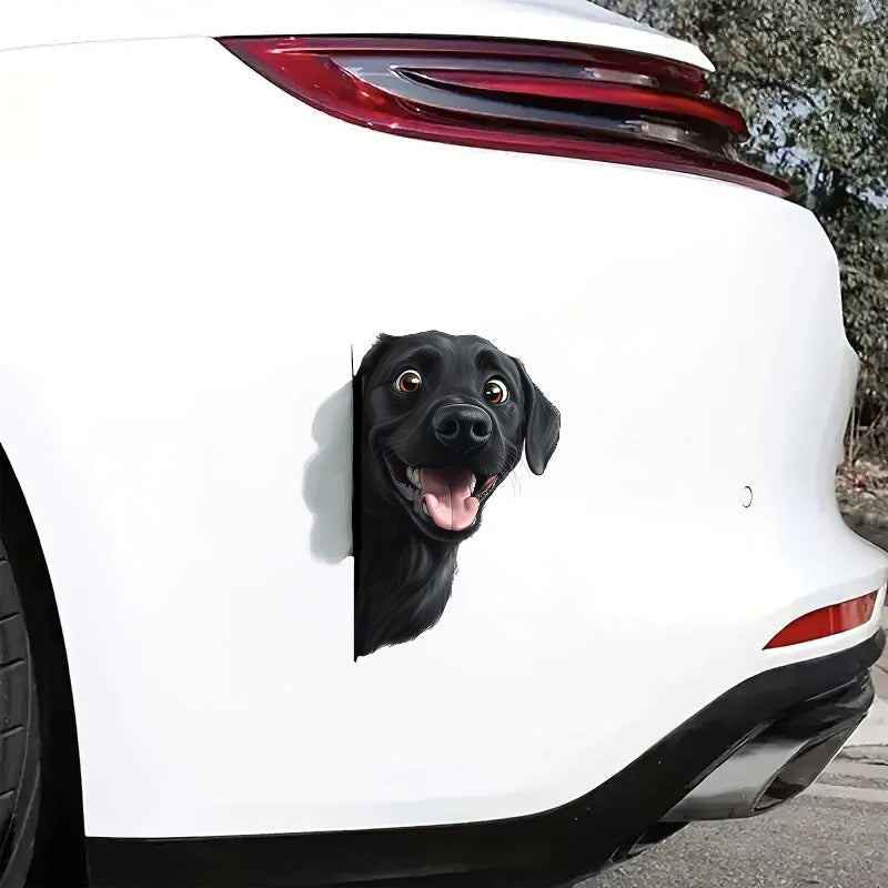 Black Labrador Dog - Peekaboo Dog Head Car Sticker - DS053