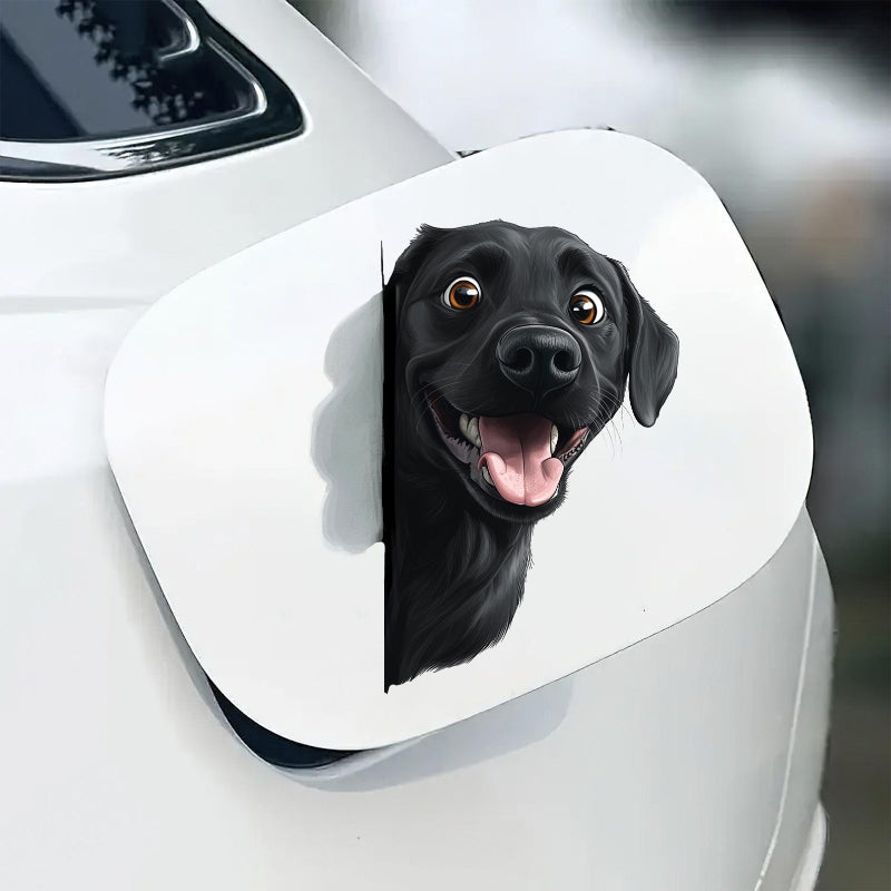 Black Labrador Dog - Peekaboo Dog Head Car Sticker - DS053