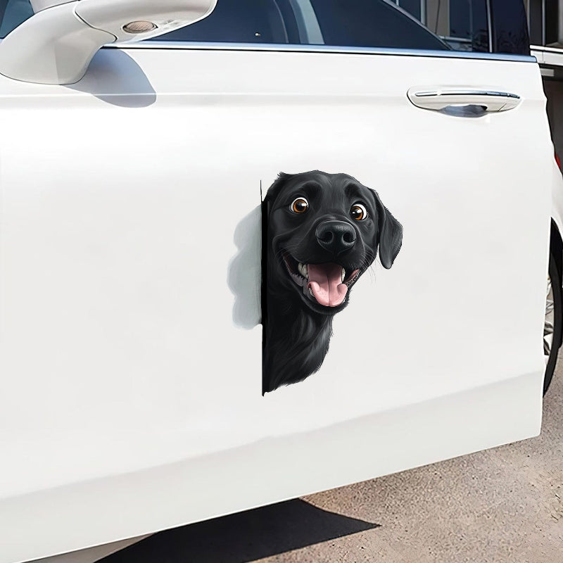 Black Labrador Dog - Peekaboo Dog Head Car Sticker - DS053