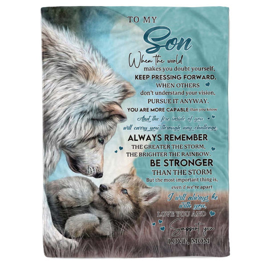To My Son - From Mom - Wolf A246 - Premium Blanket