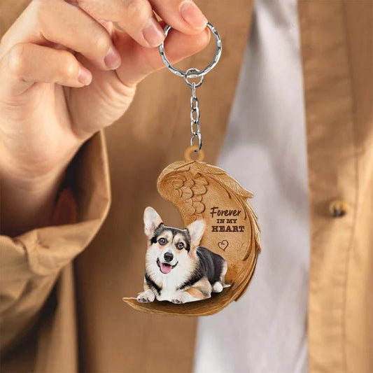 Tricolor Corgi Forever In My Heart Acrylic Keychain FK084