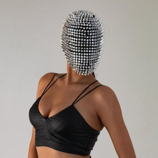 Studded Spikes Full Face Jewel Margiela Mask (Halloween, EDM, Cosplay, Rave, Party, Movie)