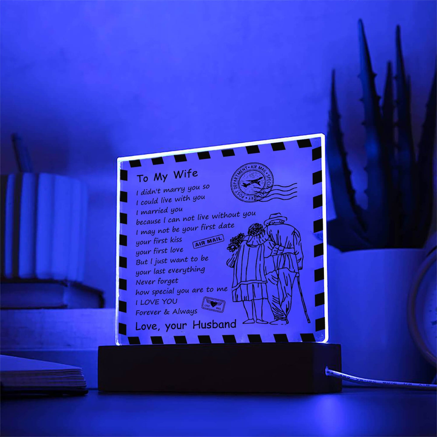 To My Wife - I Love You Forever & Always - D348 - LED Acrylic Plaque