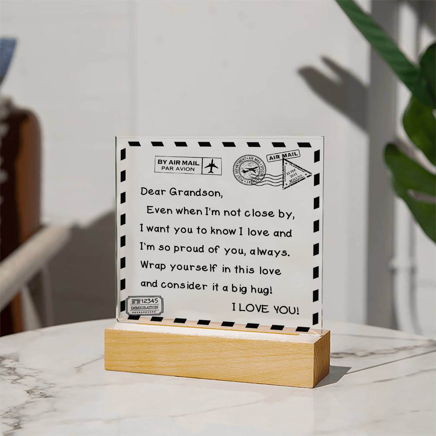 To My Grandson - I Love You - D351 -  LED Acrylic Plaque