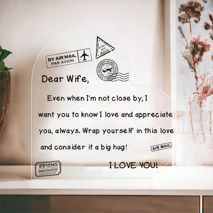 To My Wife - I Love You - D352 - Heart Shaped Acrylic Plaque