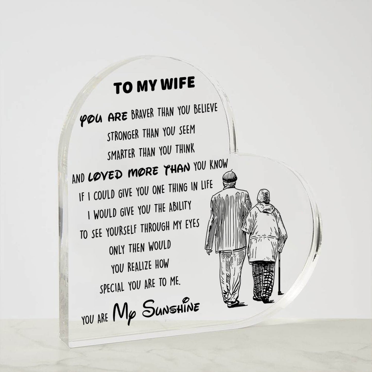 To My Wife - D353 -  Heart Shaped Acrylic Plaque