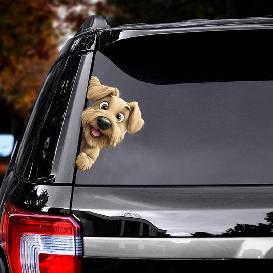 Soft-coated Wheaten Terrier Dog - Peekaboo Dog Head Car Sticker - DS001