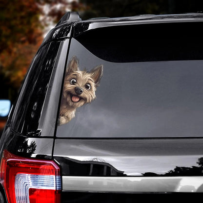 Cairn Terrier Dog - Peekaboo Dog Head Car Sticker - DS004