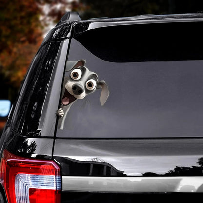 Italian Greyhound Dog - Peekaboo Dog Head Car Sticker - DS026