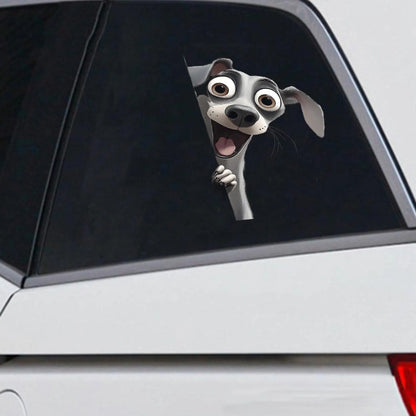 Italian Greyhound Dog - Peekaboo Dog Head Car Sticker - DS026