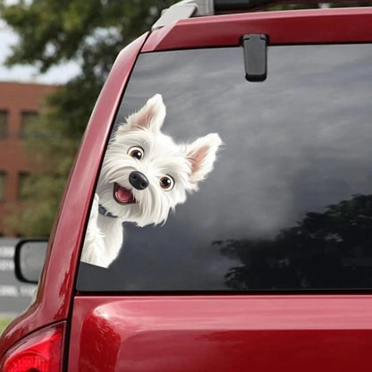 West Highland White Terrier Dog - Peekaboo Dog Head Car Sticker - DS028