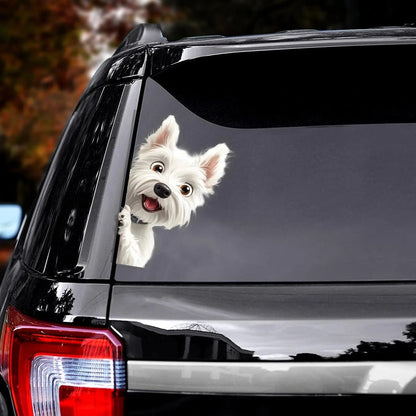 West Highland White Terrier Dog - Peekaboo Dog Head Car Sticker - DS028