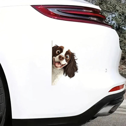 English Springer Spaniel Dog - Peekaboo Dog Head Car Sticker - DS041