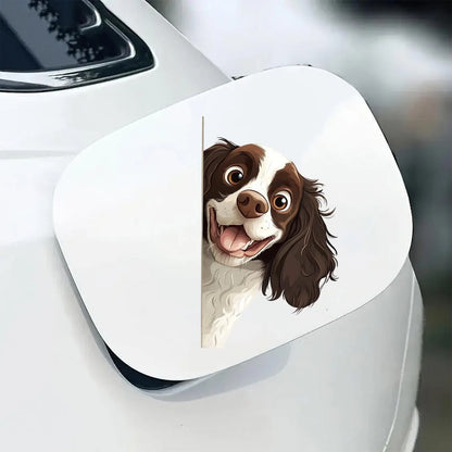 English Springer Spaniel Dog - Peekaboo Dog Head Car Sticker - DS041