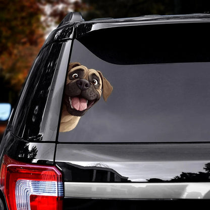 English Mastiff Dog - Peekaboo Dog Head Car Sticker - DS043