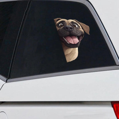 English Mastiff Dog - Peekaboo Dog Head Car Sticker - DS043