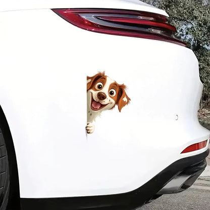 Brittany Spaniel Dog - Peekaboo Dog Head Car Sticker - DS046