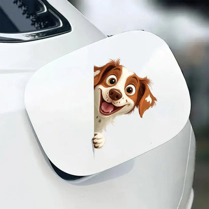 Brittany Spaniel Dog - Peekaboo Dog Head Car Sticker - DS046