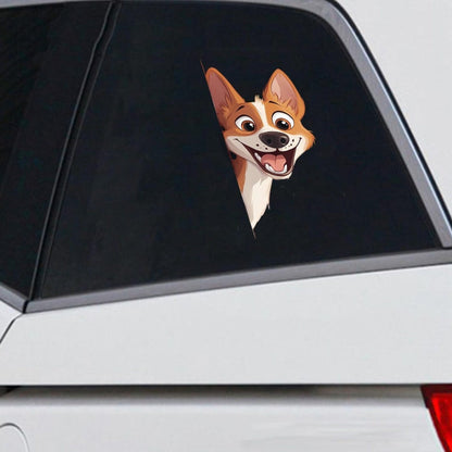 Basenji Dog - Peekaboo Dog Head Car Sticker - DS049
