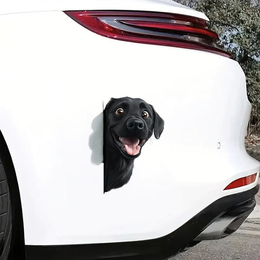 Black Labrador Dog - Peekaboo Dog Head Car Sticker - DS053