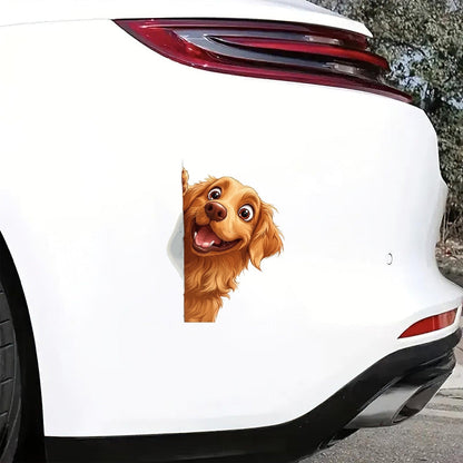 Golden Retriever Dog - Peekaboo Dog Head Car Sticker - DS055