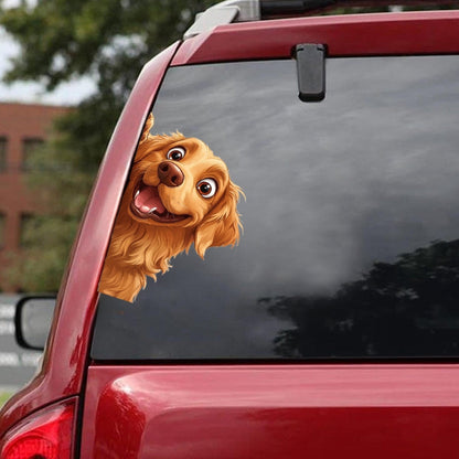 Golden Retriever Dog - Peekaboo Dog Head Car Sticker - DS055