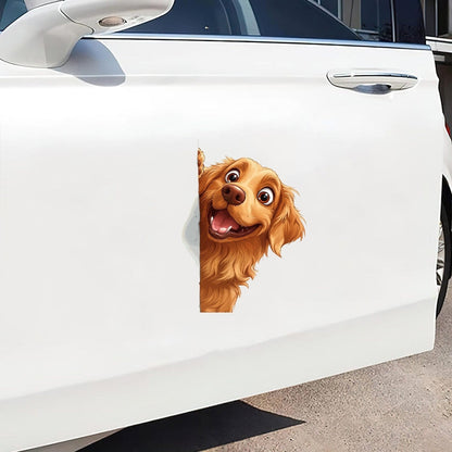 Golden Retriever Dog - Peekaboo Dog Head Car Sticker - DS055