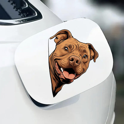 Pitbull Dog - Peekaboo Dog Head Car Sticker - DS056