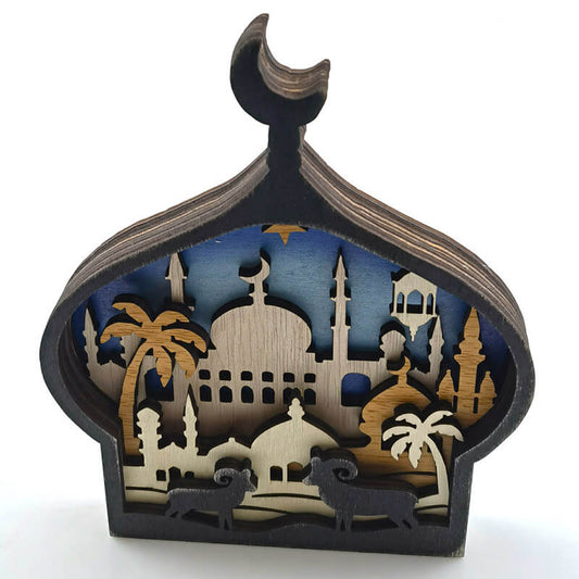 Wooden Mosque Carving Handcraft Gift