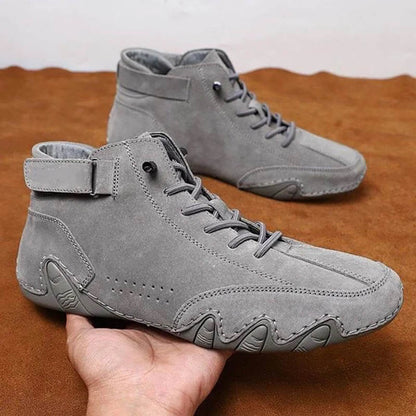 Italian Handmade Suede Velcro Fleece Lined High Boots