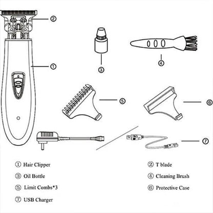 🎁60% OFF - Dual-Voltage Rechargeable Cordless Trimmer Men 0mm Baldheaded Hair Clipper